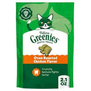 Greenies Feline Oven Roasted Chicken Flavor Adult Natural Dental Cat Treats, 2.1 oz.