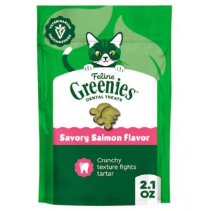 Greenies Feline Savory Salmon Flavor Adult Natural Dental Cat Treats, 2.1 oz.